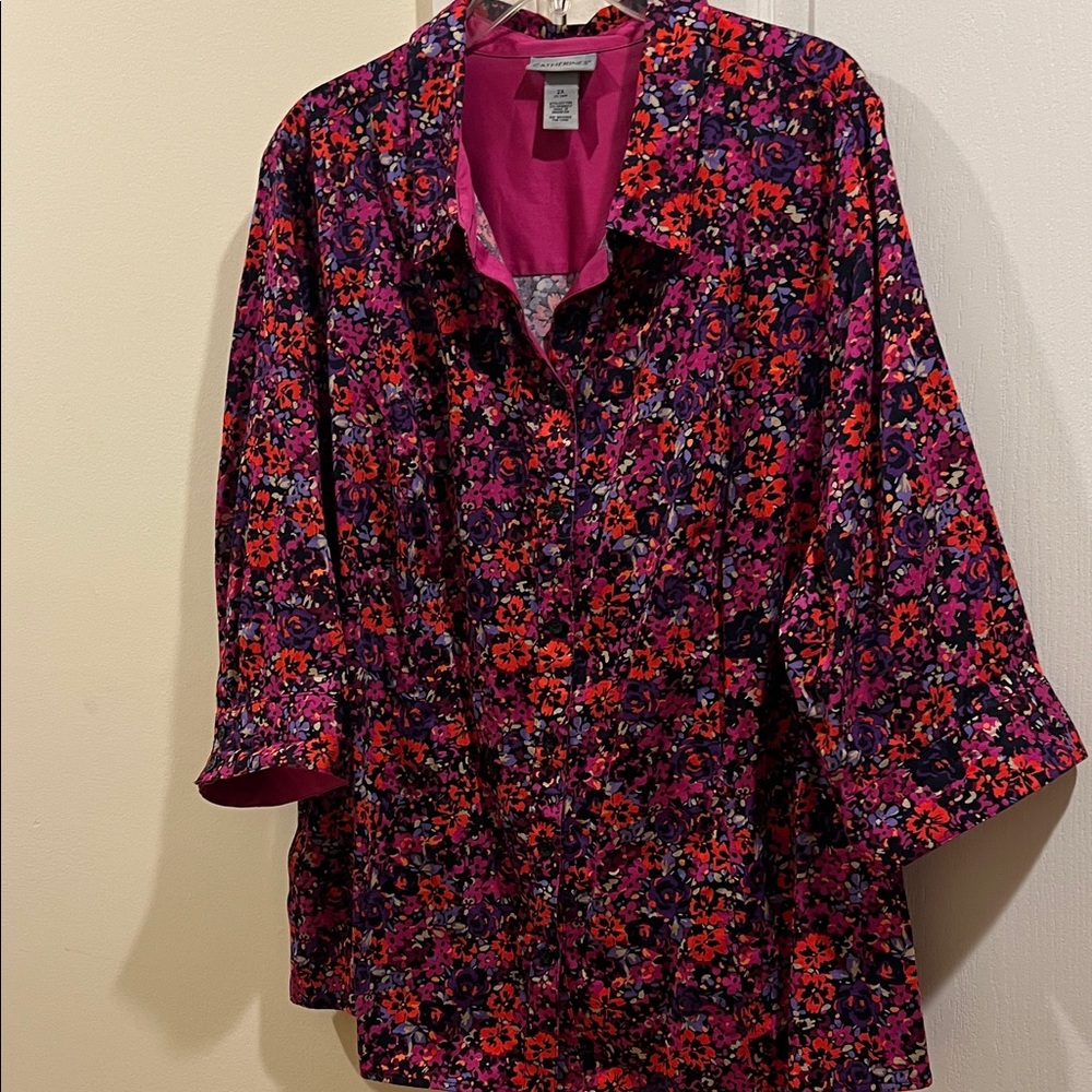 Catherines Pink Floral Blouse